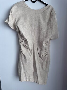 Zara Cream Textured Short Sleeve Shift Dress